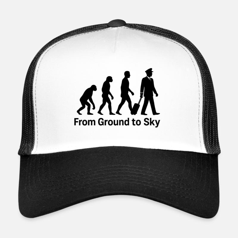 From Ground to Sky – Pilot Evolution Shirt - Trucker Cap - Weiß/Schwarz