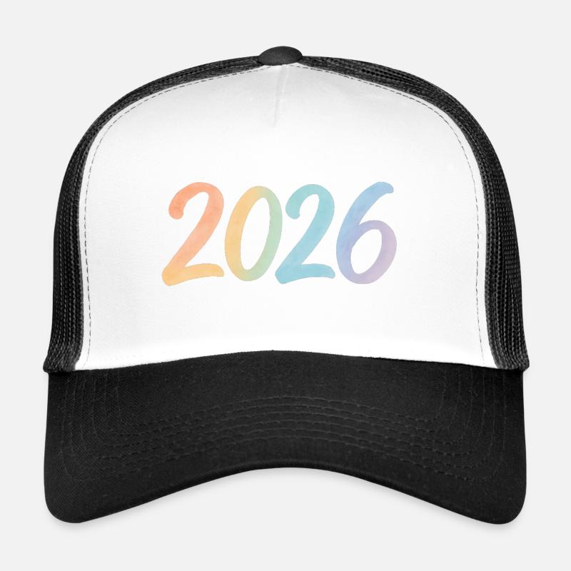 Conception des chiffres à l’aquarelle 2026 Casquette trucker 
