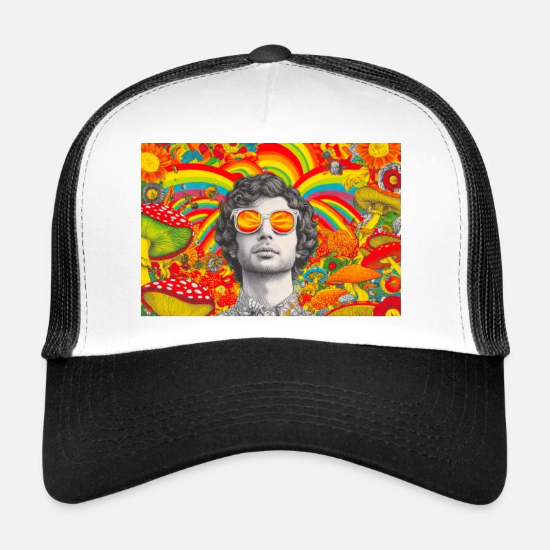 Psychedelisches Porträt mit lebendigen Pilzen Trucker Cap