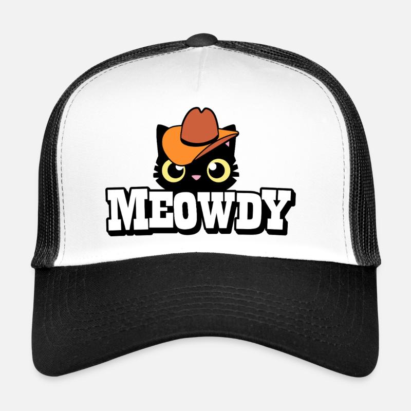 Cat with Cowboy Hat Motif Trucker Cap