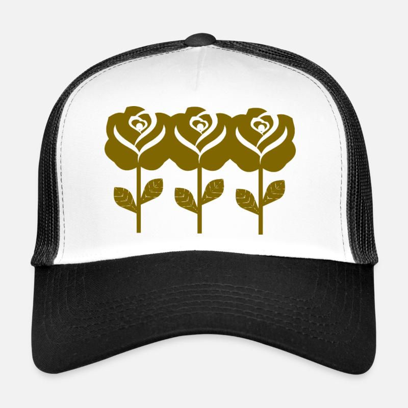 Graphic Golden Roses Pattern Trucker Cap
