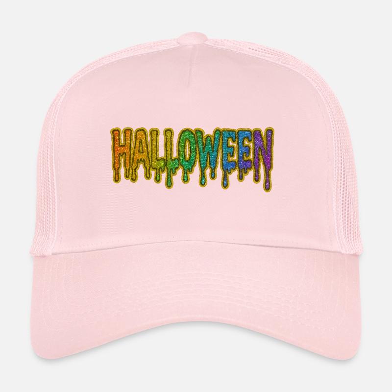 Rainbow Drop Halloween Font Trucker Cap