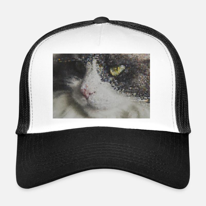 Pixel Cat Mosaic Portrait Trucker Cap