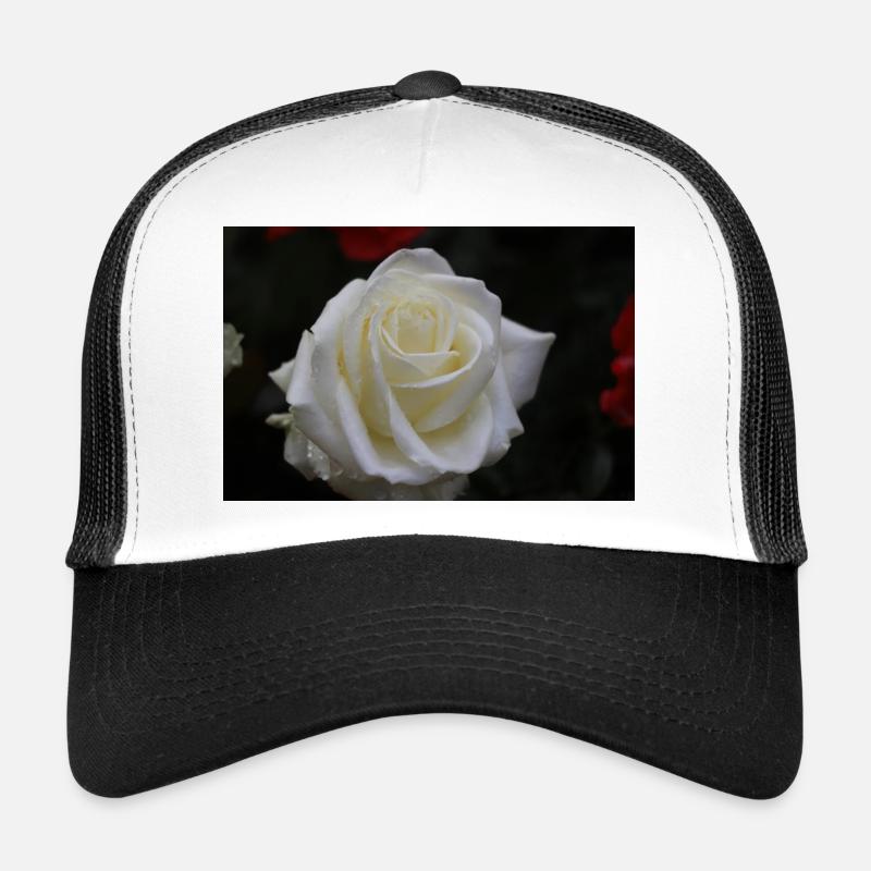 rose blanche - Casquette trucker  - blanc/noir