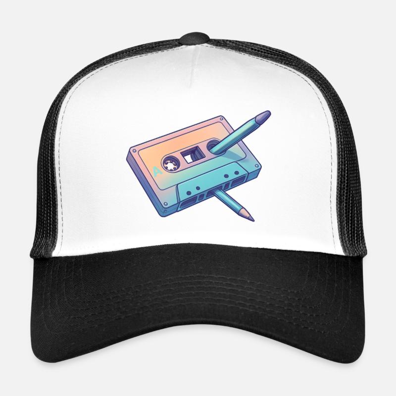 Retro Pastel Pencil Cassette Trucker Cap