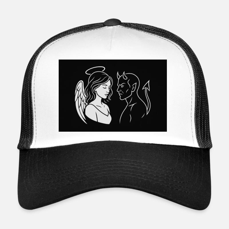 Angel & Devil – Dual Line Art Design Trucker Cap