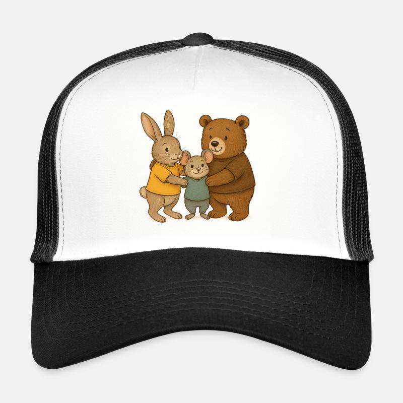 Hase_Maus_Baer_2 - Trucker Cap - Weiß/Schwarz