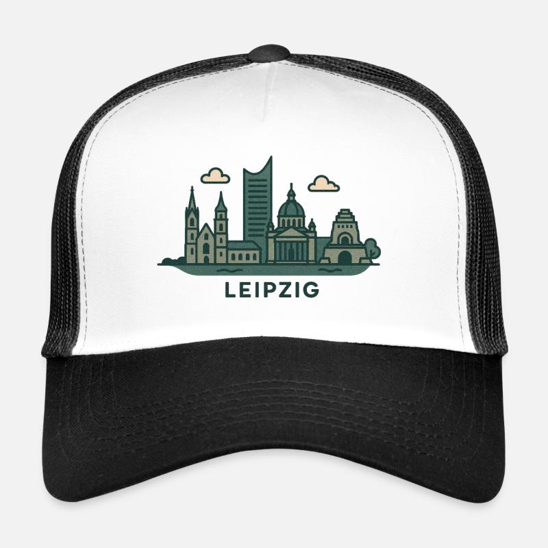 Leipzig Skyline  - Trucker Cap - Weiß/Schwarz