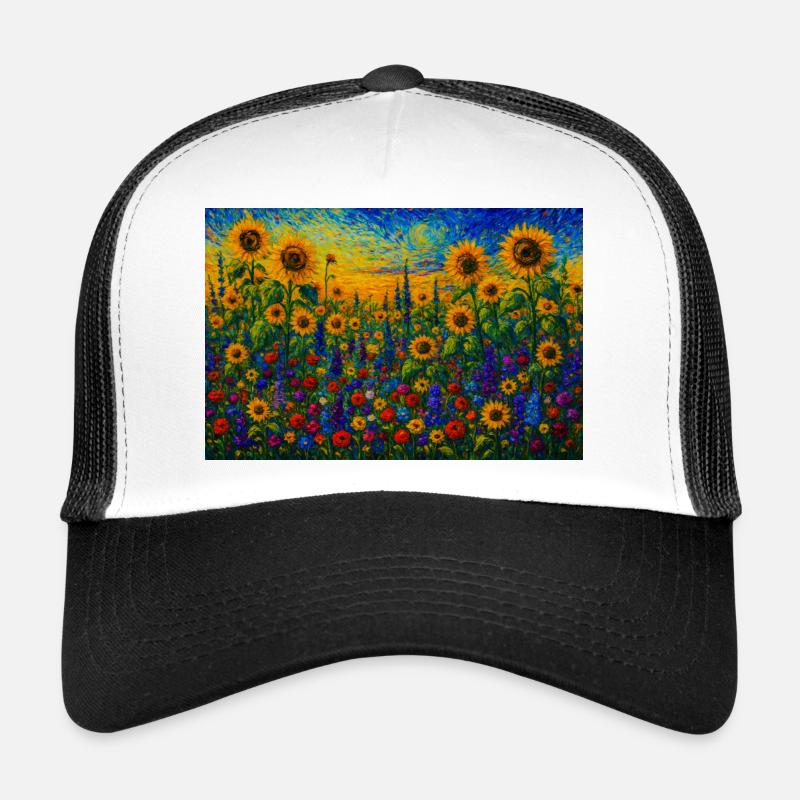 Sunny Sunflower Field Trucker Cap