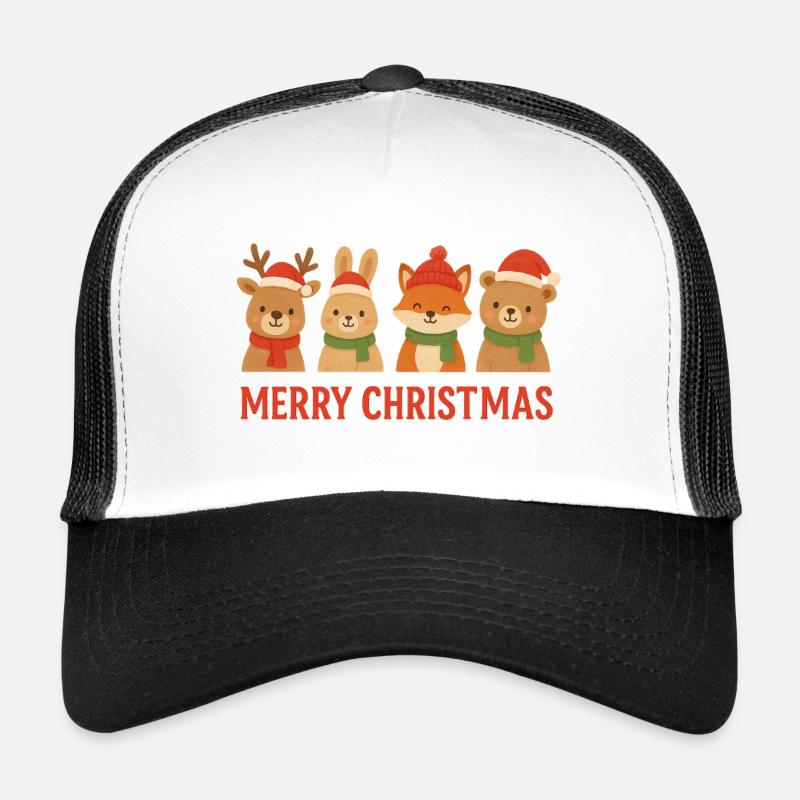 Weihnachts-Tierfreunde-Text - Trucker Cap - Weiß/Schwarz