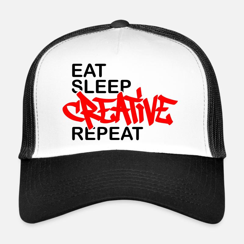 Eat Sleep Creative Repeat - Trucker Cap - Weiß/Schwarz