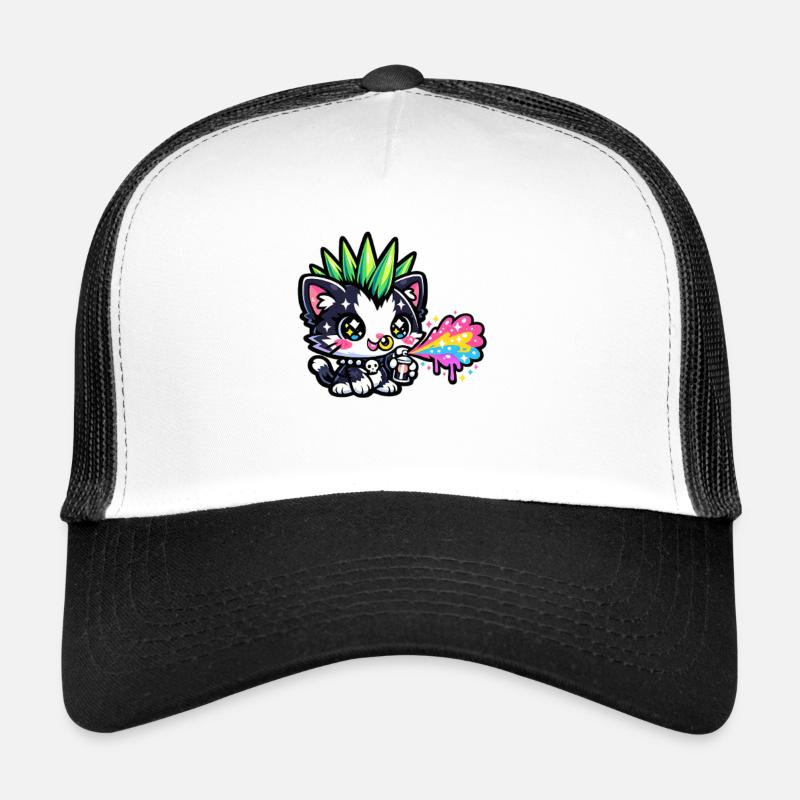 Punkkätzchen Neon Sprühfarben - Trucker Cap - Weiß/Schwarz