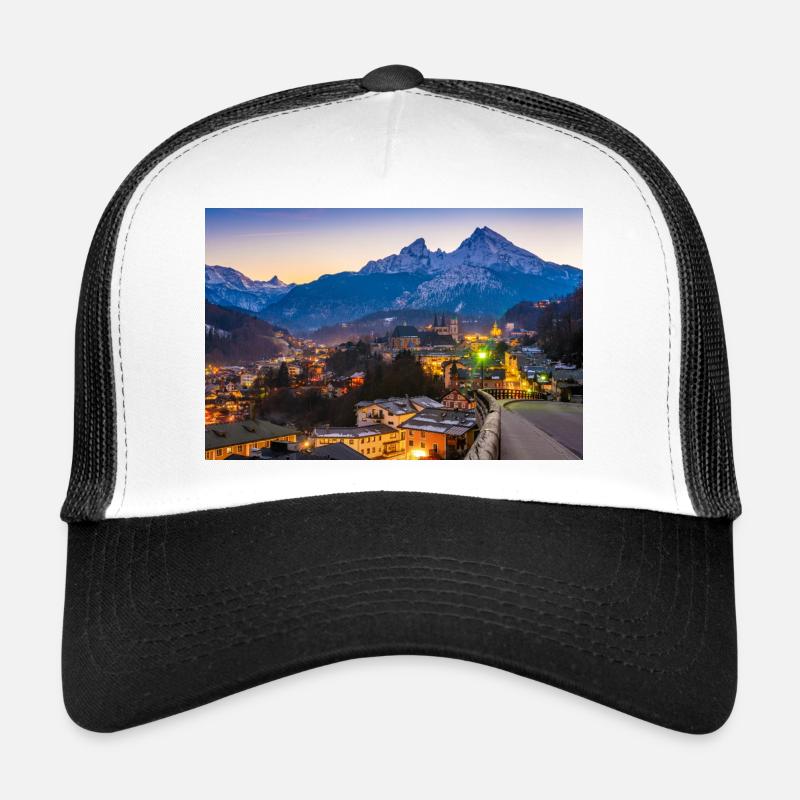 Berchtesgaden mit Watzmann - Trucker Cap - Weiß/Schwarz