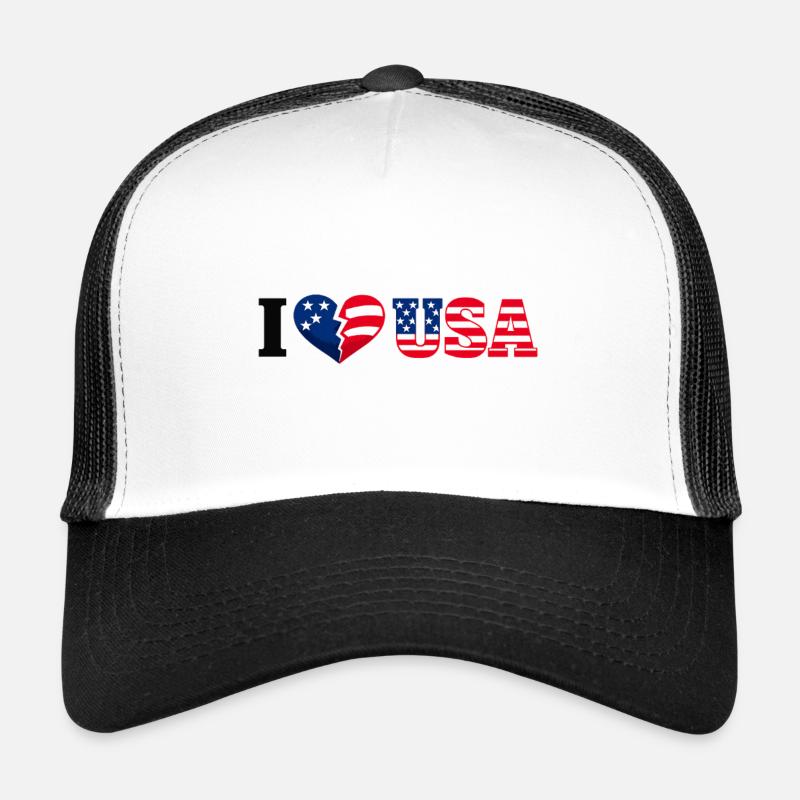 I Heart USA Star-Spangled Flag Pattern Trucker Cap