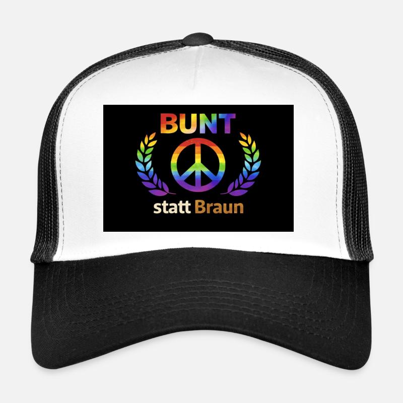 BUNT statt Braun Regenbogenlogo - Trucker Cap - Weiß/Schwarz