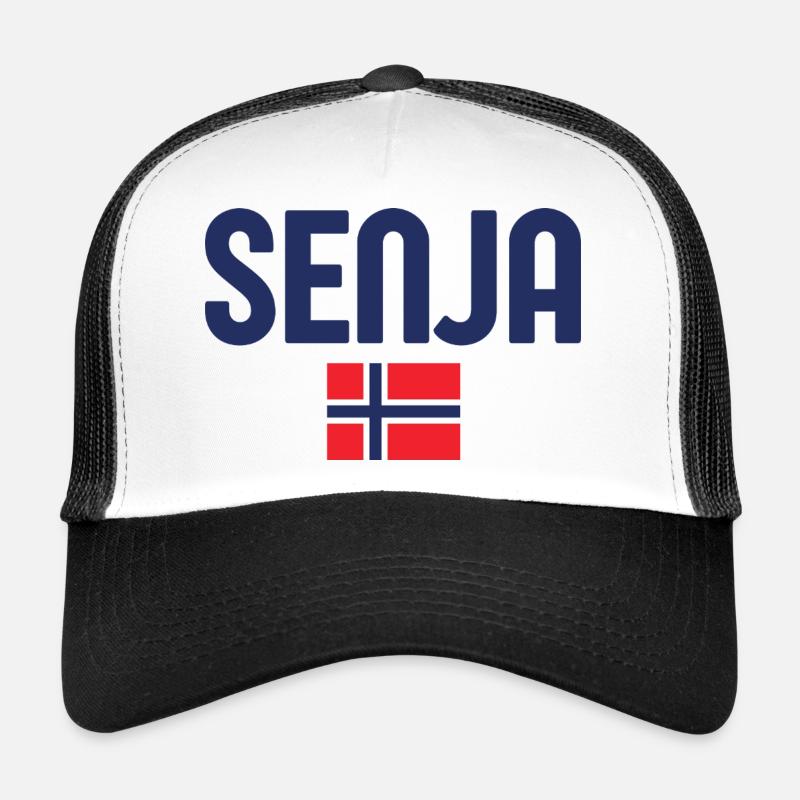 Senja Nordic Flag Typography - Trucker Cap - white/black