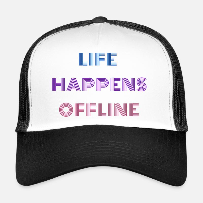 Life Happens Offline - Trucker Cap - Weiß/Schwarz