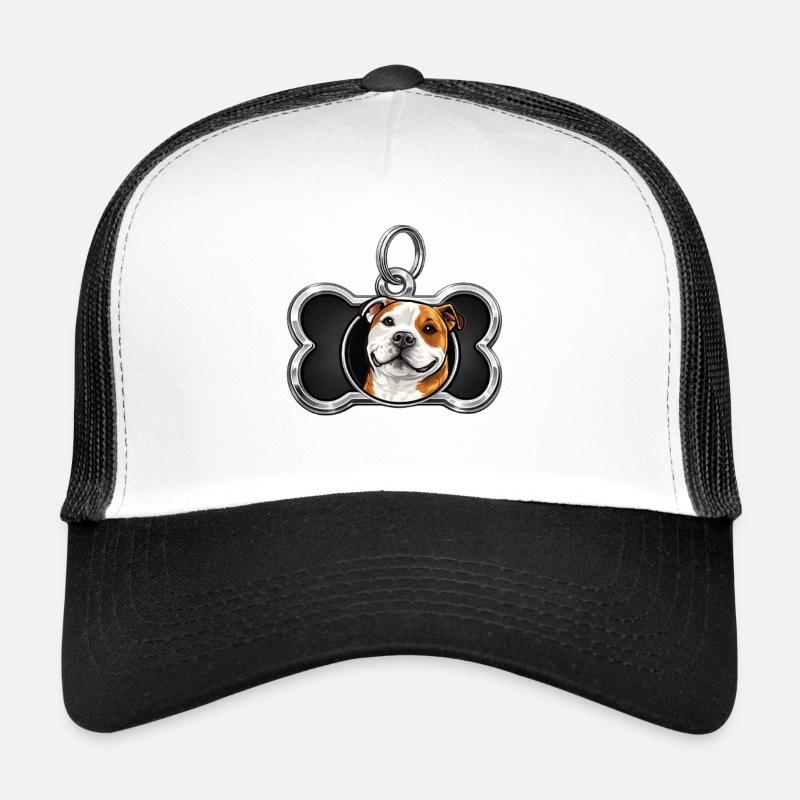 Cheerful Dog Motif Bone Pendant Trucker Cap
