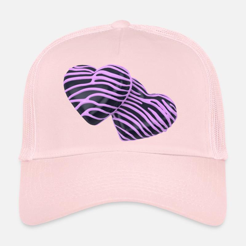 Cœurs  roses sur noir Casquette trucker 