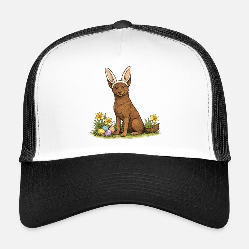 Spring Bunny Australian Kelpie Dog with Easter Eggs Trucker Cap