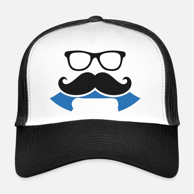 Hipster Schnurrbart Banner Logo Trucker Cap