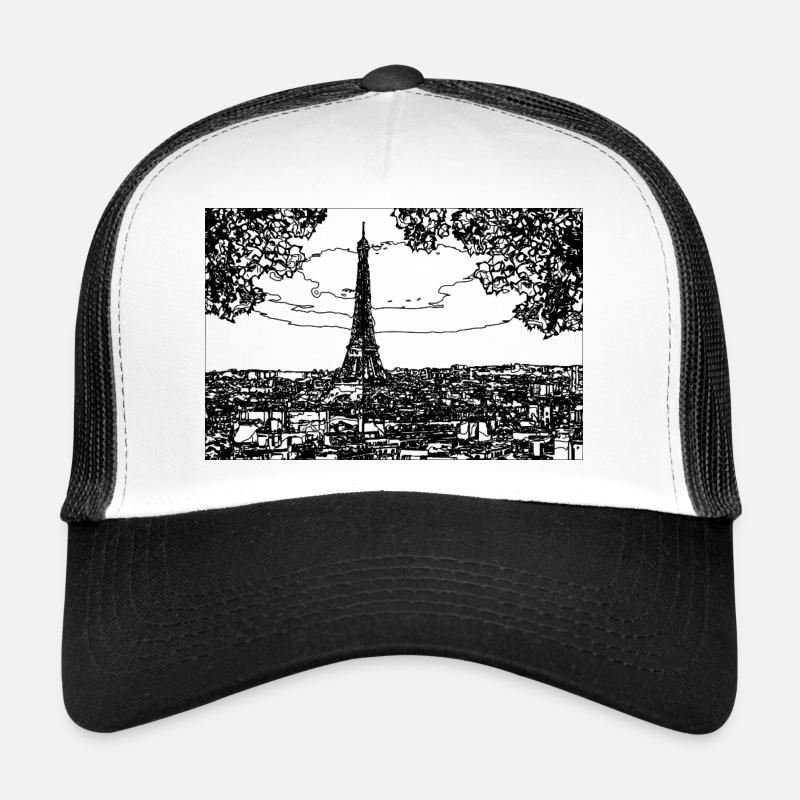Eiffel Tower Line Drawing Trucker Cap