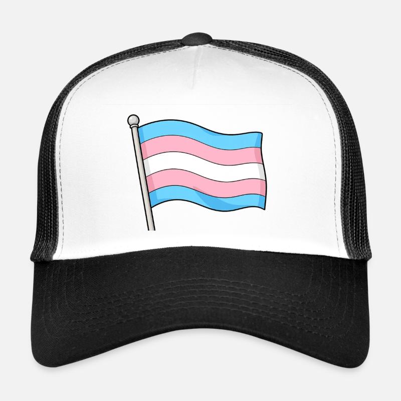Drapeau Transgenre Pastel Wave - Casquette trucker - blanc/noir