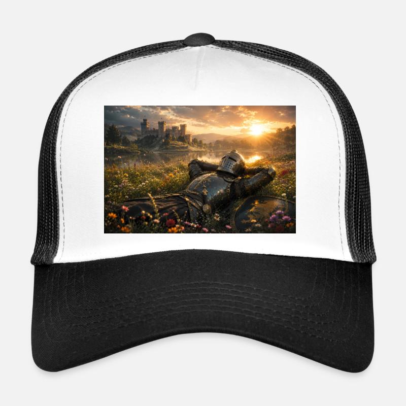 Sonnenuntergangsritter bei Castle Field Trucker Cap