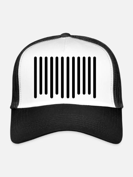 code barres - Casquette trucker  - blanc/noir - Devant