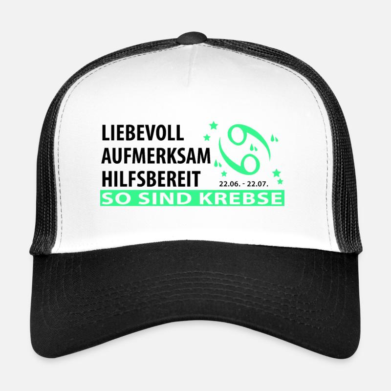 Sternzeichen Krebs - Eigenschaften - Trucker Cap - Weiß/Schwarz