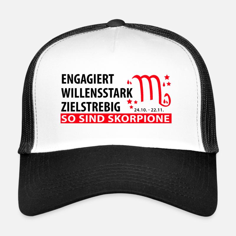 Sternzeichen Skorpion - Eigenschaften - Trucker Cap - Weiß/Schwarz