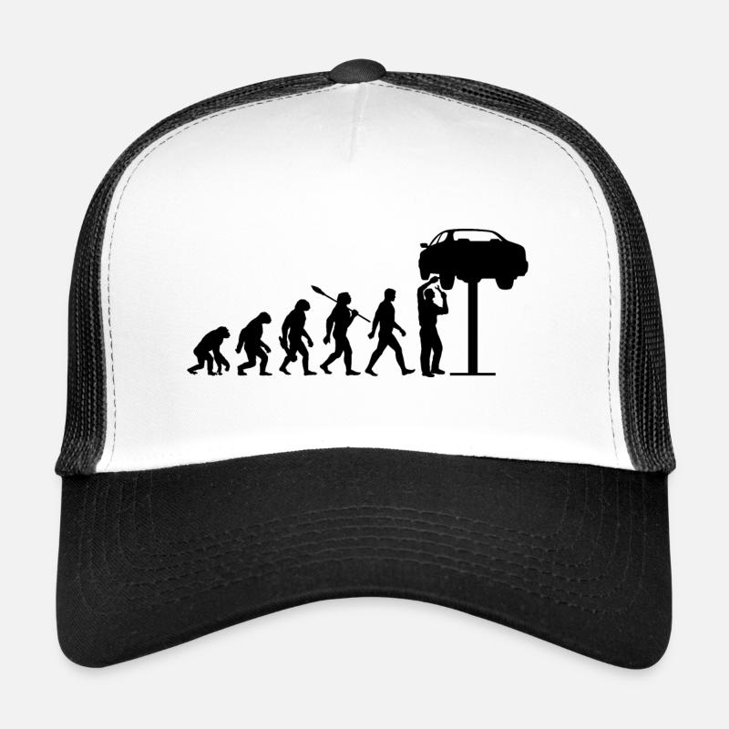 Evolution - Voiture - Mécanicien automobile - Mécanicien - Casquette trucker - blanc/noir