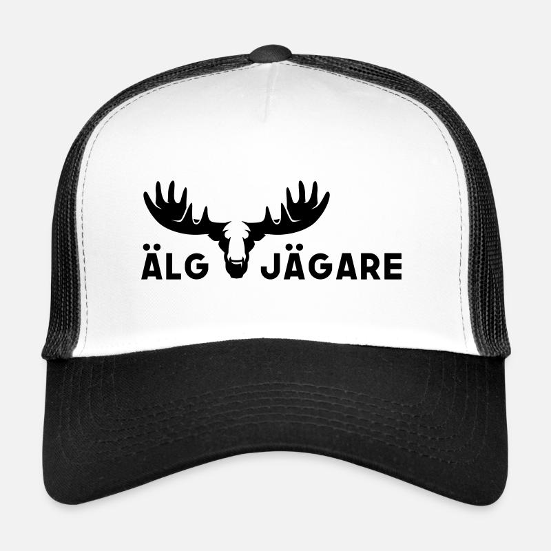 Für Elchfans 🫎 ÄLG JÄGARE - Trucker Cap - Weiß/Schwarz