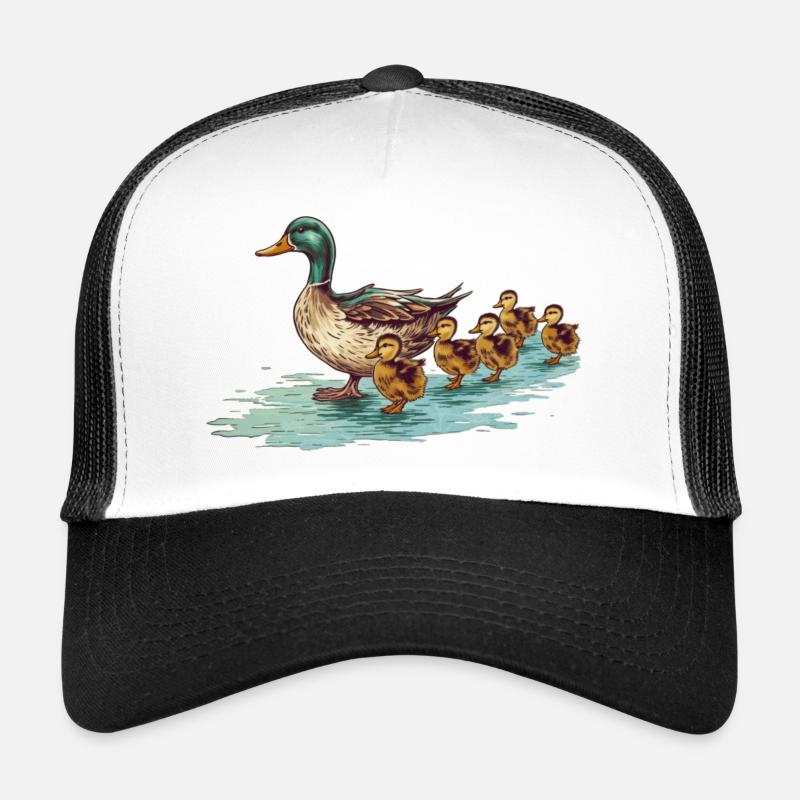 Entenfamilie - Trucker Cap - Weiß/Schwarz