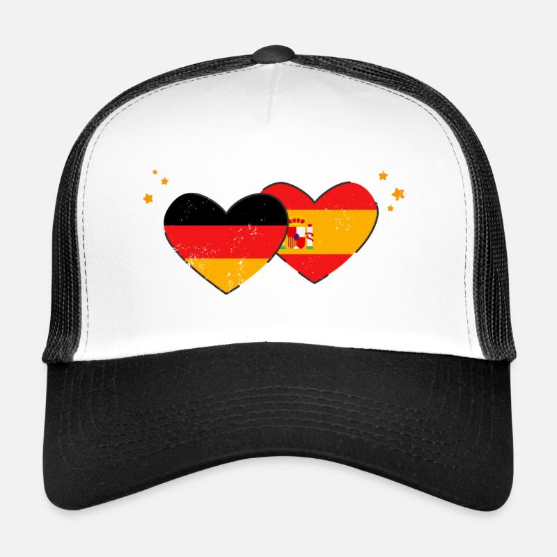 J’aime l’Espagne Allemagne Drapeau Drapeau Cœurs Casquette trucker 