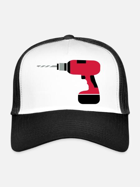 Une perceuse sans fil - Casquette trucker  - blanc/noir - Devant