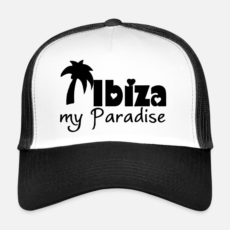 Ibiza Paradise Spanien Balearen Urlaub Geschenk - Trucker Cap - Weiß/Schwarz