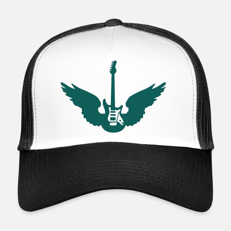 guitar_wings_b_092011_1c - Trucker Cap - white/black