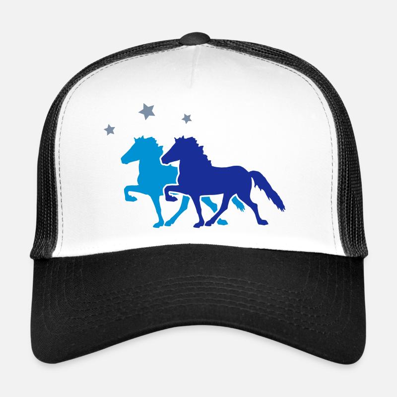 Two Horses with silver-metallic Stars Trucker Cap