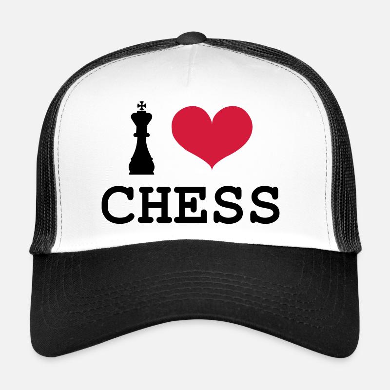 I Love Chess - Casquette trucker  - blanc/noir