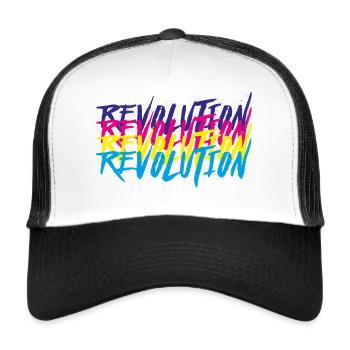 Revolution Typo 80s - Casquette trucker  - blanc/noir - Devant