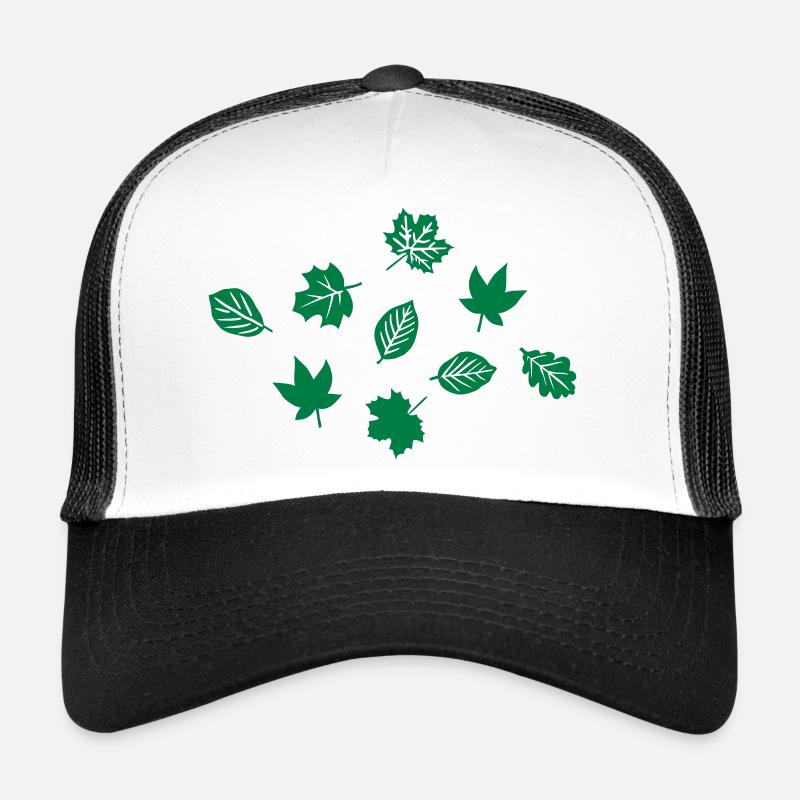 Grüne Blätter, einfärbbar - Trucker Cap - Weiß/Schwarz