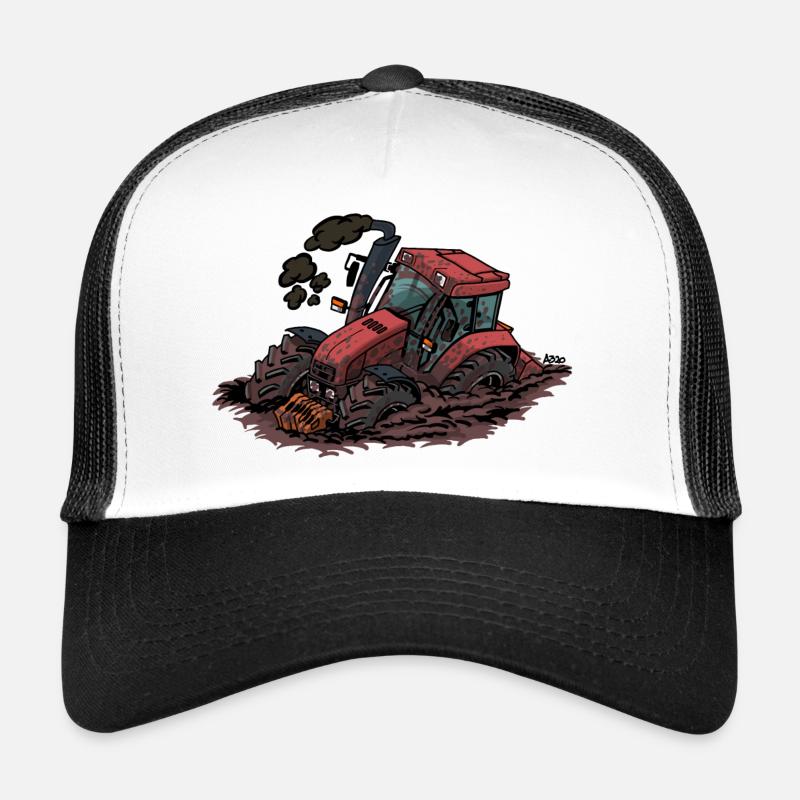 898 Roter Traktor steckt fest Trucker Cap