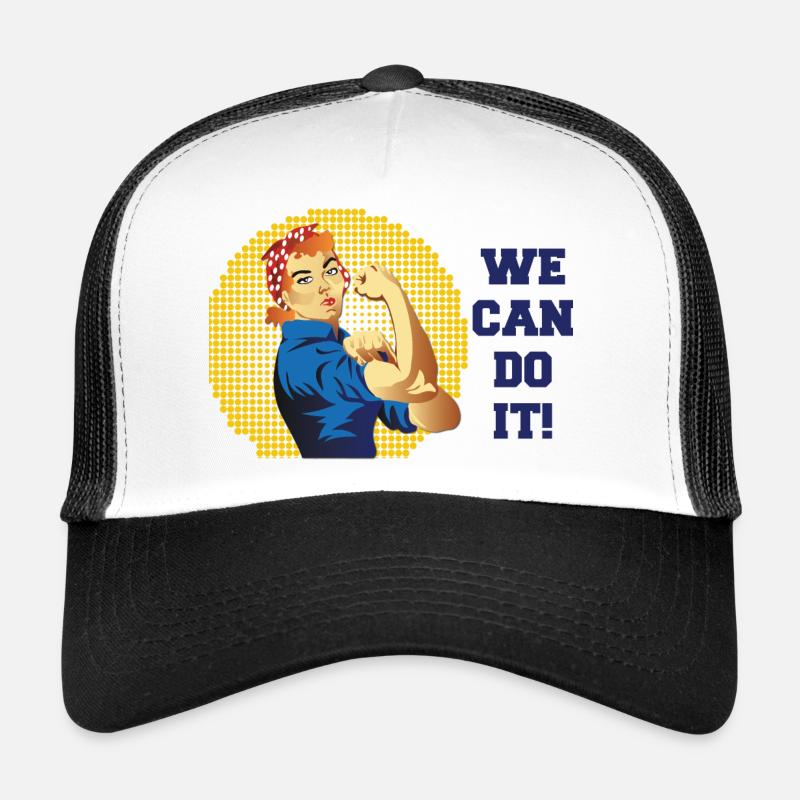 Rosie Kraft: We Can Do It Halftone - Trucker Cap - Weiß/Schwarz