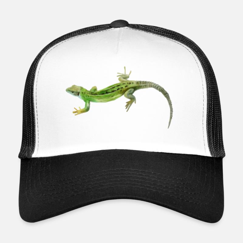 Gecko Grün Muster - Trucker Cap - Weiß/Schwarz