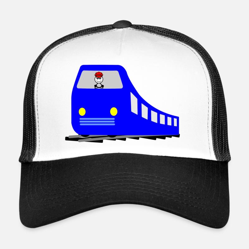Train or metro on the rails with driver Trucker Cap
