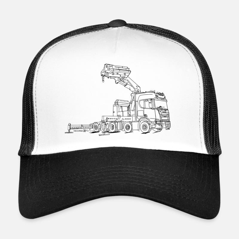 5Achser LKW mit Ladekran2 - Trucker Cap - Weiß/Schwarz