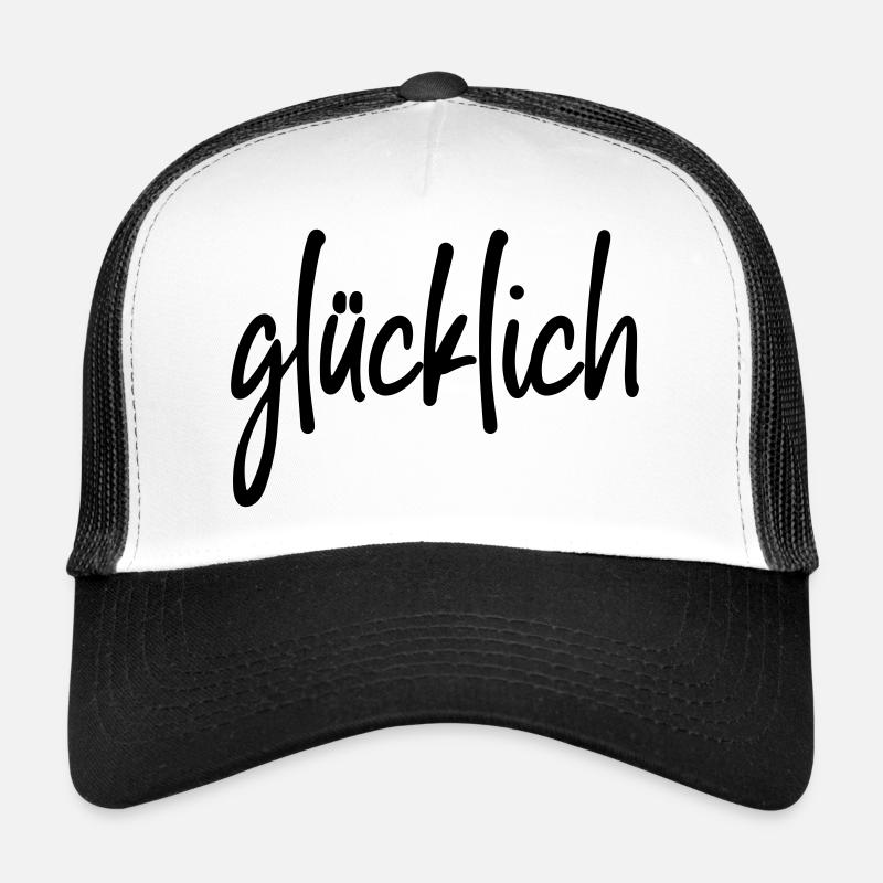 glücklich - Trucker Cap - Weiß/Schwarz
