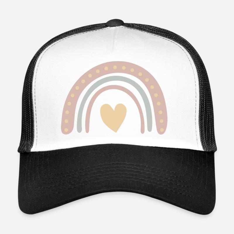 Regenbogen Rosa Herz - Trucker Cap - Weiß/Schwarz