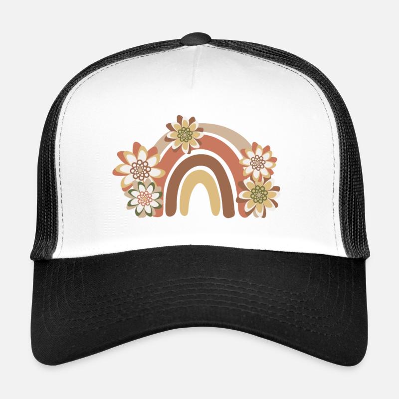 Regenbogen Boho, Bohême - Trucker Cap - Weiß/Schwarz